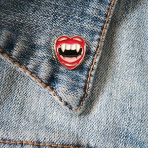 Vampire Teeth Enamel Pin Sexy Lips Halloween
